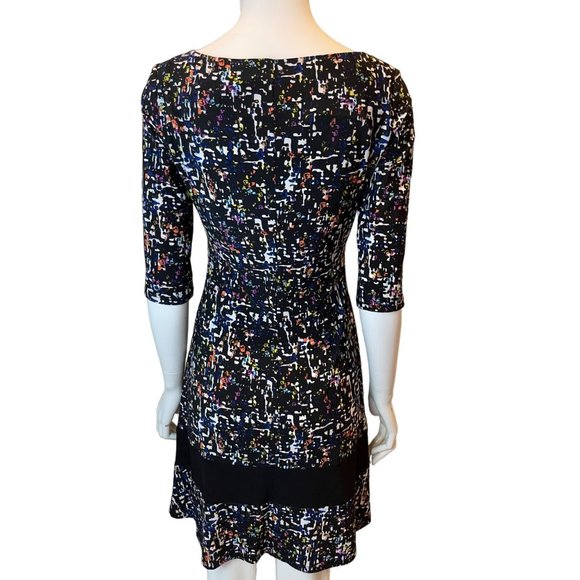 American Living Womens Sheath Dress Abstract Print 3/4 Sleeve Boat Neck Black 2 - Picture 2 of 10